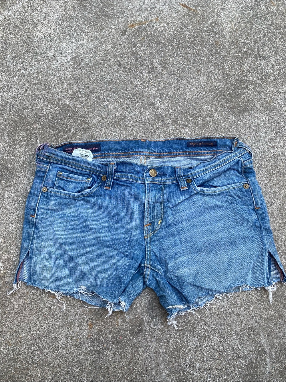 Citizens of Humanity Low Rise Cutoff Denim Shorts Blue Frayed Sz 29 (8) Y2K